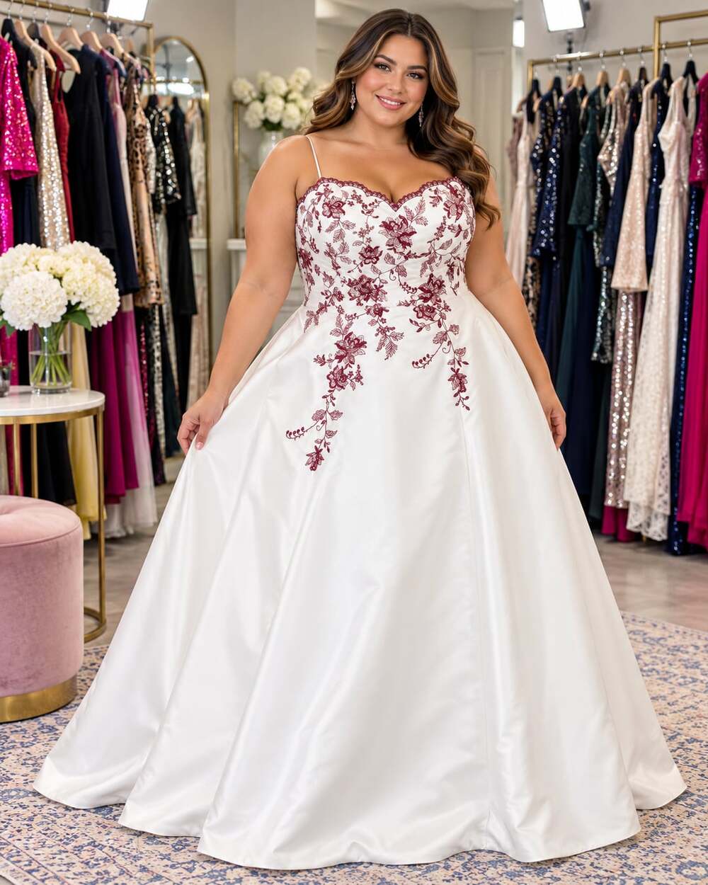 David’s Bridal White Embroidered Strapless Formal Ball Gown Wedding dress